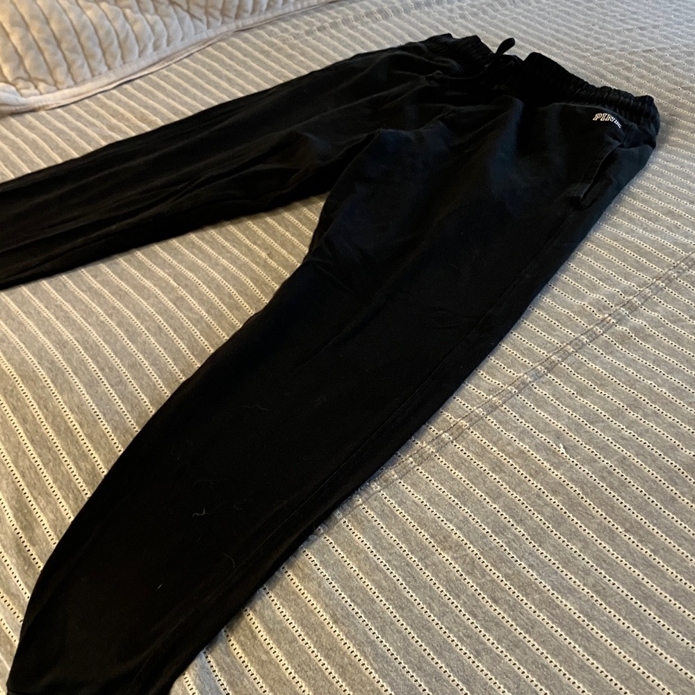 PINK Victoria's Secret Black Fleece Joggers - Picture 6 of 8